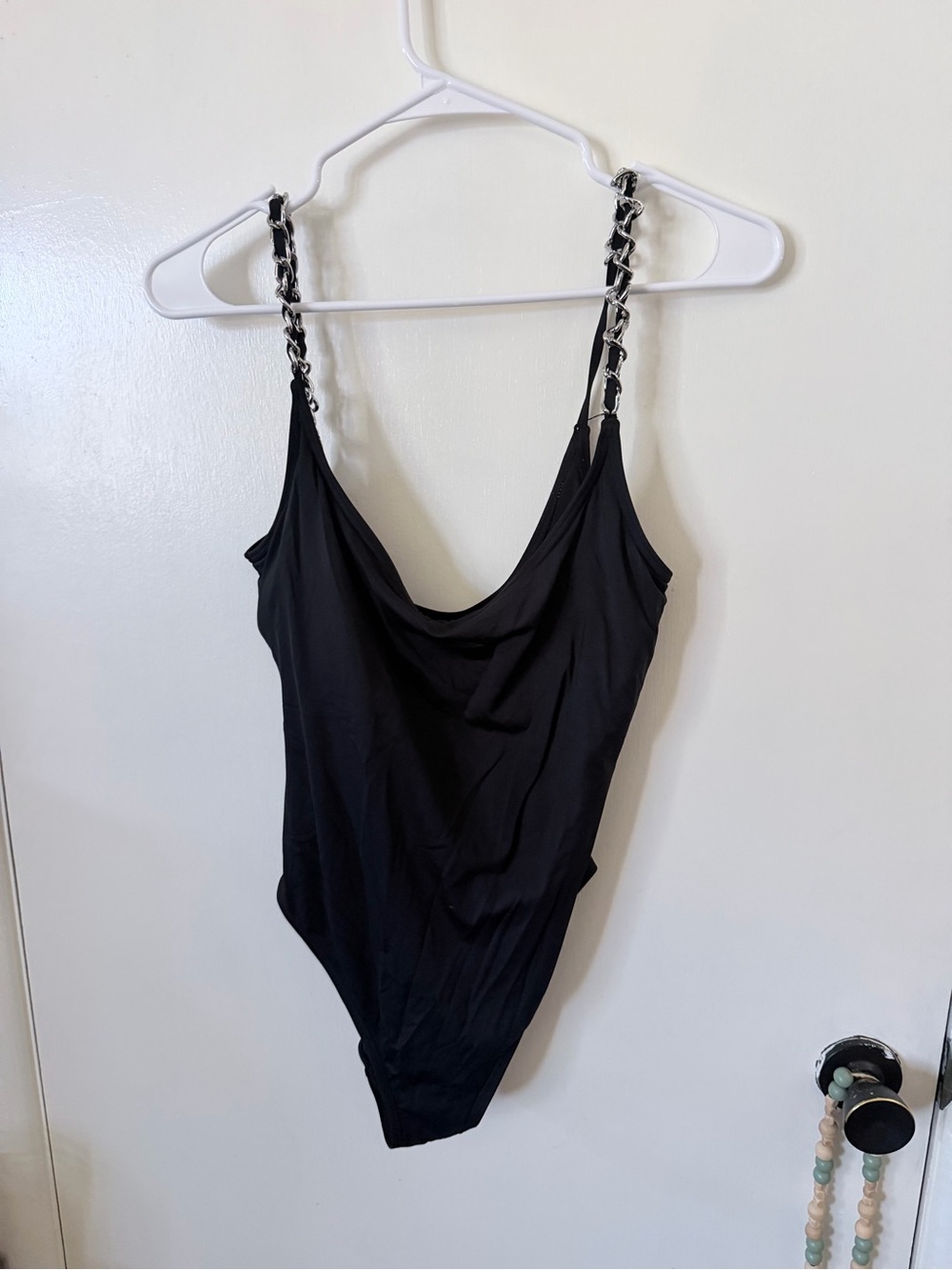 Michael Kors Black One-Piece Swimsuit with Chain-Link Straps